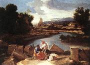 POUSSIN, Nicolas Landscape with St Matthew and the Angel sg oil painting